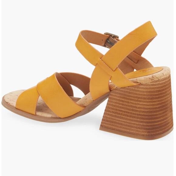 NEW Korks Pacye Block Heel Sandals Size 10 Orange Strappy Buckle Ankle Strap - Picture 4 of 6